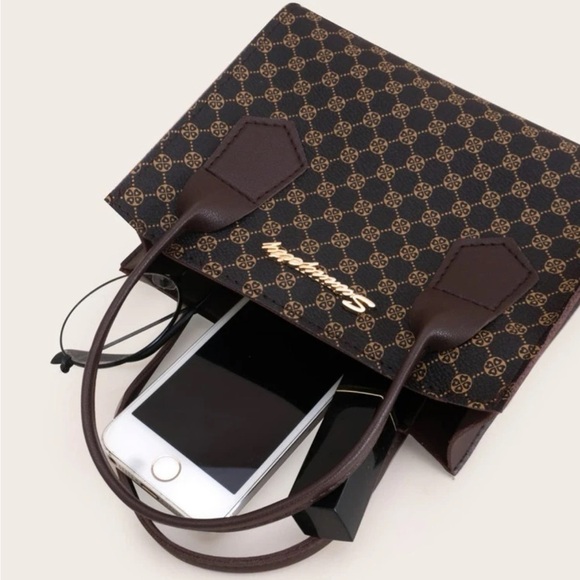 ⚠️Clearance Mini Brown Geometric Print Satchel Crossbody Bag - Picture 5 of 5